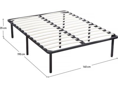 Cadre à lattes + pieds pour matelas 140 x 190 cm - 26 lattes