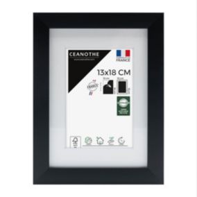 Cadre photo 13x18 cm milan noir  avec passe-partout 10x15 cm Fabriqué en France