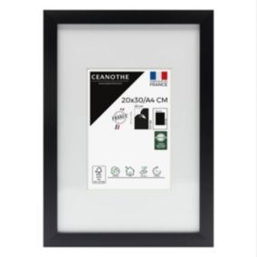 Cadre photo 20x30 cm milan noir  avec passe-partout 13x18 cm Fabriqué en France