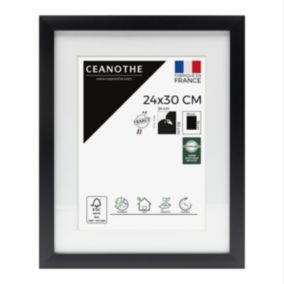 Cadre photo 24x30 cm milan noir  avec passe-partout 18x24 cm Fabriqué en France