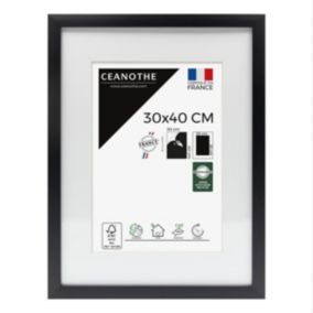 Cadre photo 30x40 cm milan noir  avec passe-partout 20x30 cm Fabriqué en France