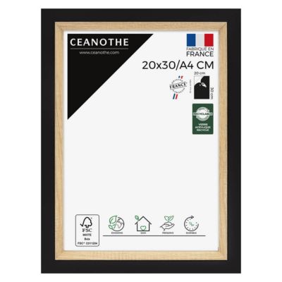Cadre photo actual bois noir 20x30/a4 cm Fabriqué en France