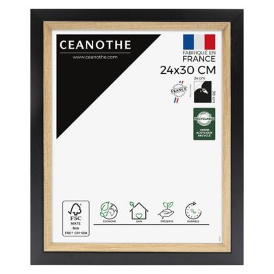 Cadre photo actual bois noir 24x30 cm Fabriqué en France