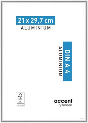 Cadre photo aluminium argent brillant Accent 21 x 29,7 cm