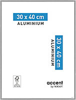 Cadre photo aluminium argent brillant Accent 30 x 40 cm