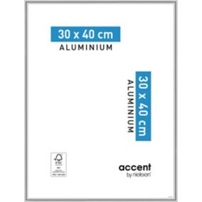 Cadre photo aluminium argent brillant Accent 30 x 40 cm