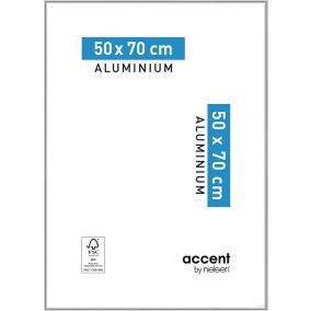 Cadre photo aluminium argent brillant Accent 50 x 70 cm