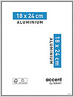 Cadre photo aluminium argent brillant Accent l.18 x H.24 cm