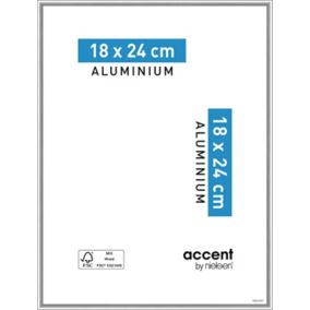 Cadre photo aluminium argent brillant Accent l.18 x H.24 cm