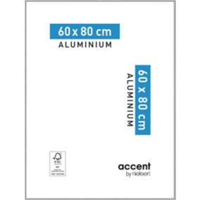 Cadre photo aluminium argent brillant Accent l.60 x H.80 cm