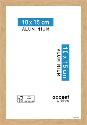 Cadre photo aluminium chêne Accent l.10 x H.15 cm