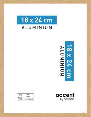 Cadre photo aluminium chêne Accent l.18 x H.24 cm