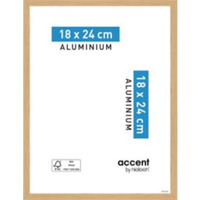 Cadre photo aluminium chêne Accent l.18 x H.24 cm