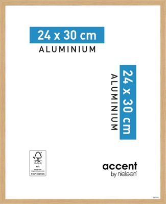 Cadre photo aluminium chêne Accent l.24 x H.30 cm