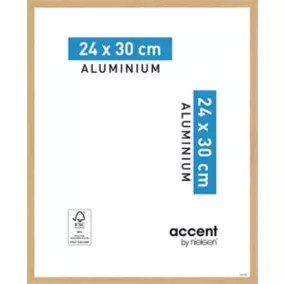 Cadre photo aluminium chêne Accent l.24 x H.30 cm