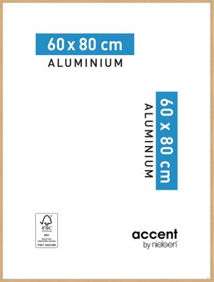 Cadre photo aluminium chêne Accent l.60 x H.80 cm