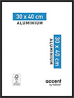 Cadre photo aluminium noir Accent 30 x 40 cm
