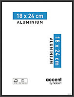 Cadre photo aluminium noir Accent l.18 x H.24 cm