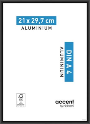 Cadre photo aluminium noir Accent l.21 x H.29,7 cm