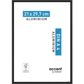 Cadre photo aluminium noir Accent l.21 x H.29,7 cm
