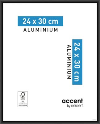 Cadre photo aluminium noir Accent l.24 x H.30 cm