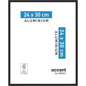 Cadre photo aluminium noir Accent l.24 x H.30 cm