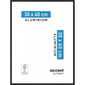 Cadre photo aluminium noir Accent l.30 x H.40 cm