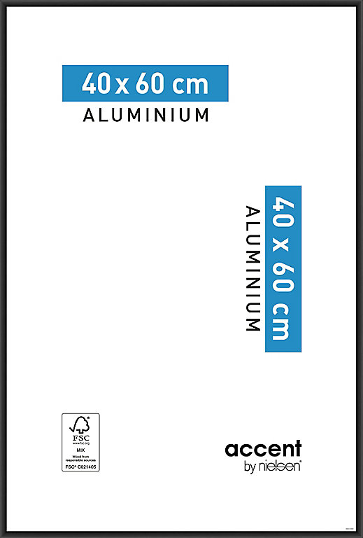 Cadre photo aluminium noir Accent l.40 x H.60 cm