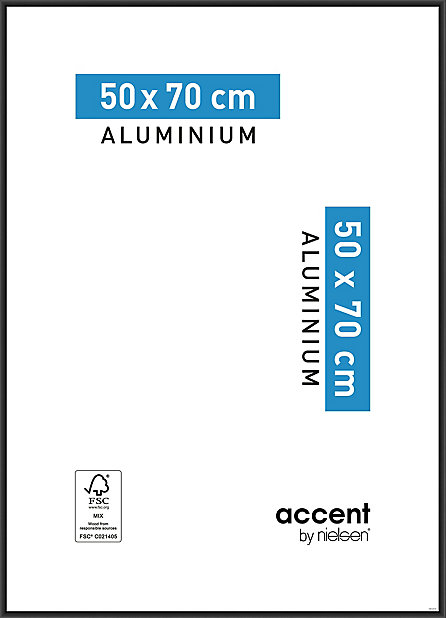 Cadre photo aluminium noir Accent l.50 x H.70 cm