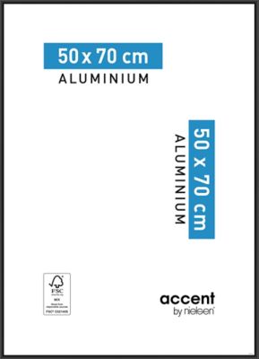 Cadre photo aluminium noir Accent l.50 x H.70 cm