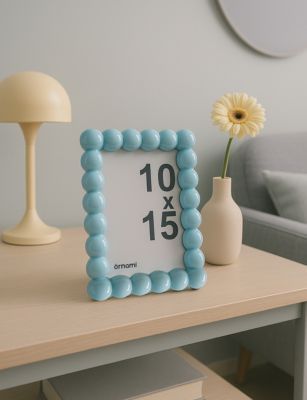Cadre photo boules 10 x 15 bleu Ornami