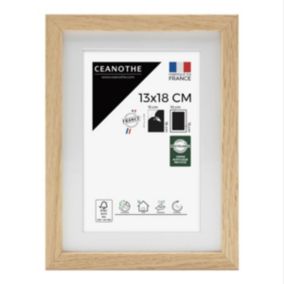 Cadre photo chêne alba 13x18 cm avec passe-partout - Fabriqué en France