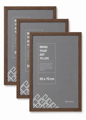 Cadre photo JCNORD Noyer 500 x 700mm verre polystyrène MDF - lot de 3