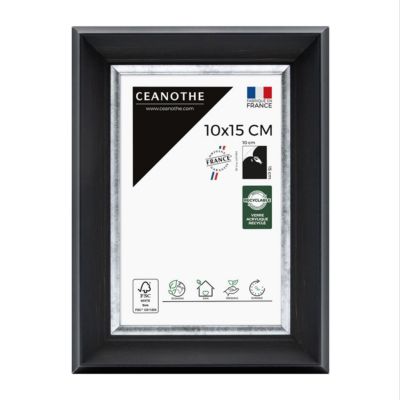 Cadre photo pandore noir argent 10x15 cm Fabriqué en France