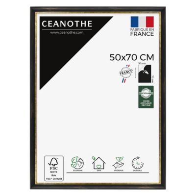 Cadre photo pandore noir doré 50x70 cm Fabriqué en France