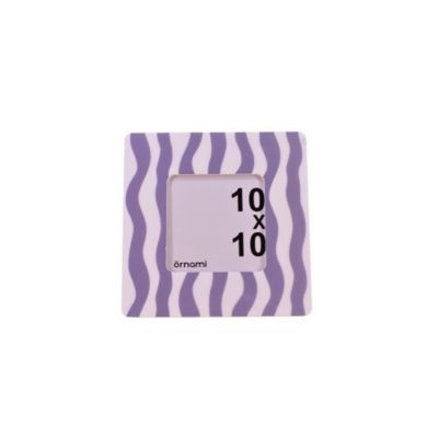 Cadre photo rayé vagues violet / blanc 17x17 cm