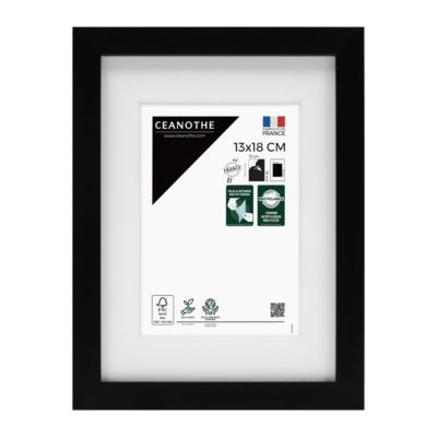 Cadre photo wild noir 13x18 cm avec passe-partout 9x13 cm Fabriqué en France
