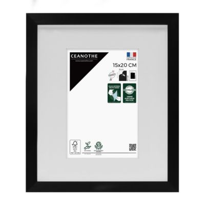 Cadre photo wild noir 15x20 cm avec passe-partout 9x13 cm Fabriqué en France
