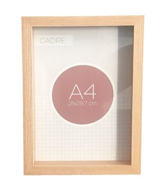 Cadre vitrine vide bois l.21 x H.29,7 cm