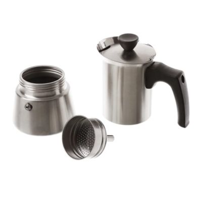 Cafetière Italienne Induction 4 Tasses Inox / Poignée Noire - Rossetto