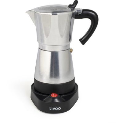 Cafetière italienne électrique - LIVOO - DOD117A - 480 W - 300 ml - 6 tasses - Argent / Noir