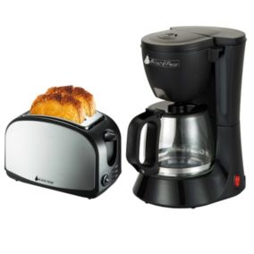 Cafetière noir 12 tasses-1.2L - 680W - BCM112 Blackpear + Grille pain finition inox 900W