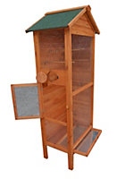 Cage à oiseaux 0,42m² en bois teinté clair pour 3 à 4 oiseaux Habrita