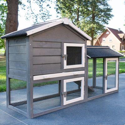 Cage Clapier Enclos lapin Extérieur en bois pour lapins 088 Maison de rêve 146x50x86cm(LxPxH)