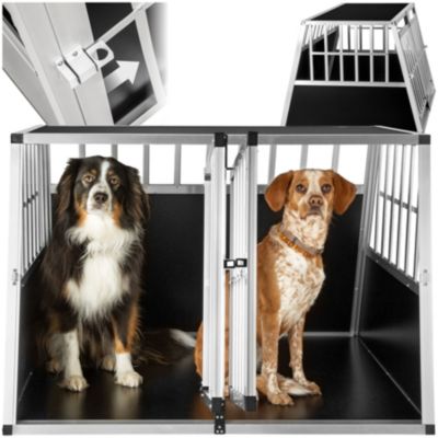 Cage de transport pour chiens double sécurisée avec dos incliné noir