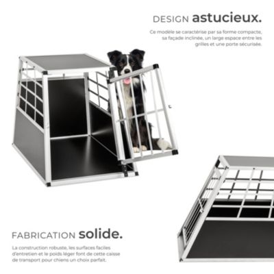 Cage de transport pour chiens sécurisée avec dos droit en aluminium, solide et facile d'entretien 65 x 90 x 69,5 cm