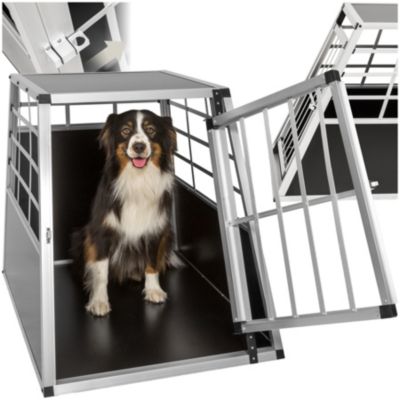 Cage de transport pour chiens sécurisée avec dos droit noir