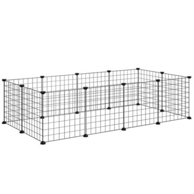 Cage parc enclos pour animaux domestiques L 106 x l 73 x H 36 cm bords arrondis fil métallique noir 55