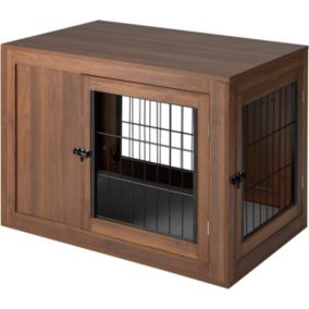 Cage pour Chien 2 en 1 avec Coussin Confortable et Double Porte Niche Décorative en Maille pour Chien