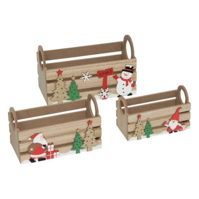 Cagette bois déco x3 - Atmosphera